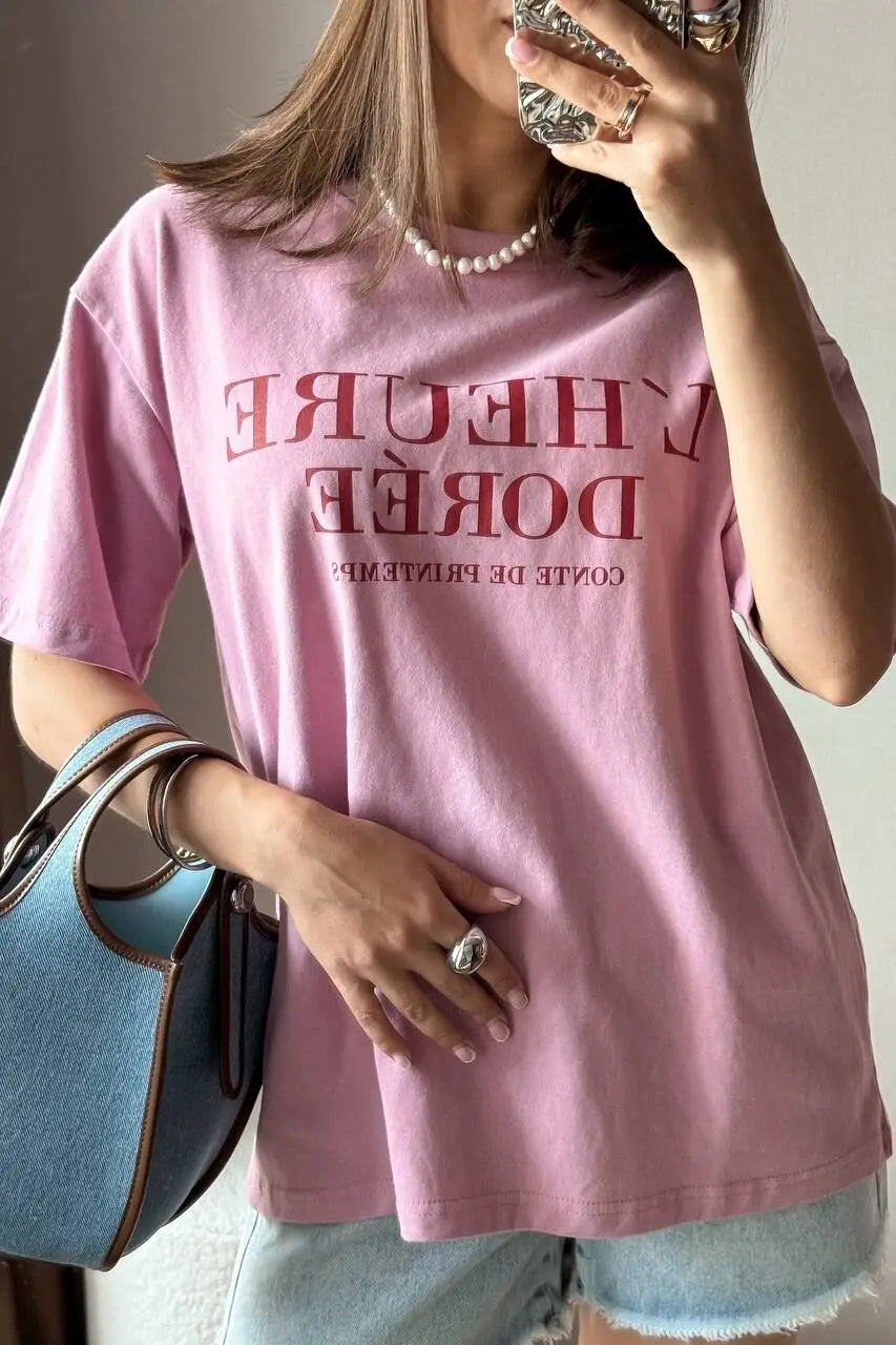 PinkVibe Letter Print Top