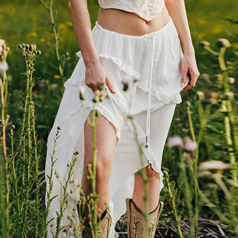 Summer Stroll White Trim Skirt