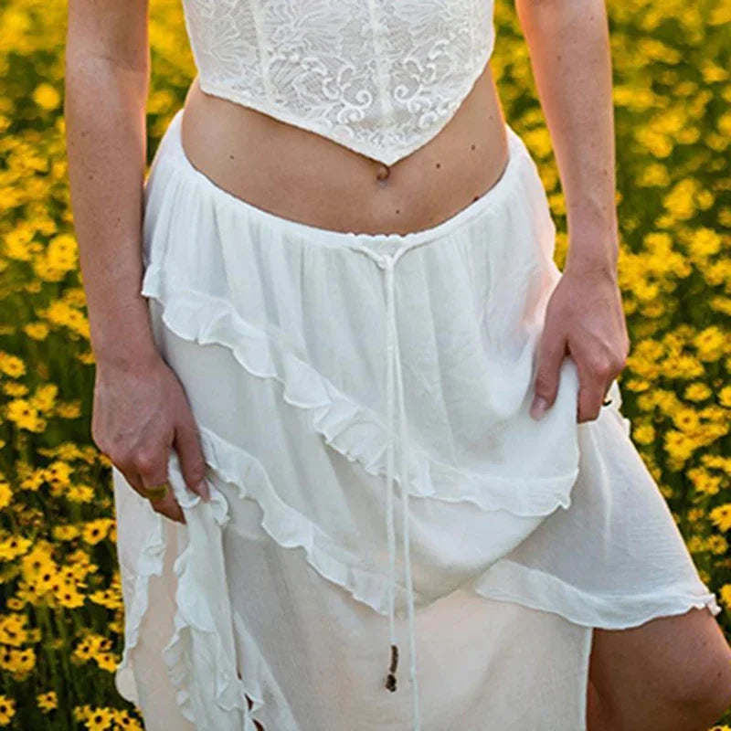 Summer Stroll White Trim Skirt