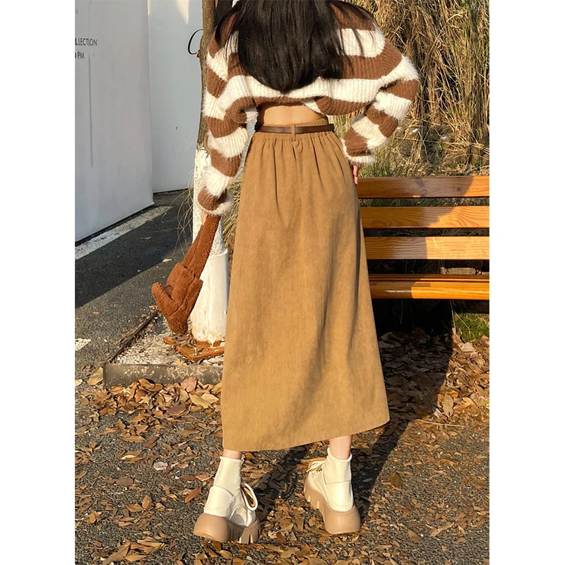 Autumn Vibes Corduroy Skirt