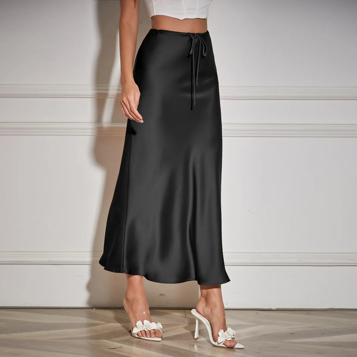 Elegant Flow Satin Skirt