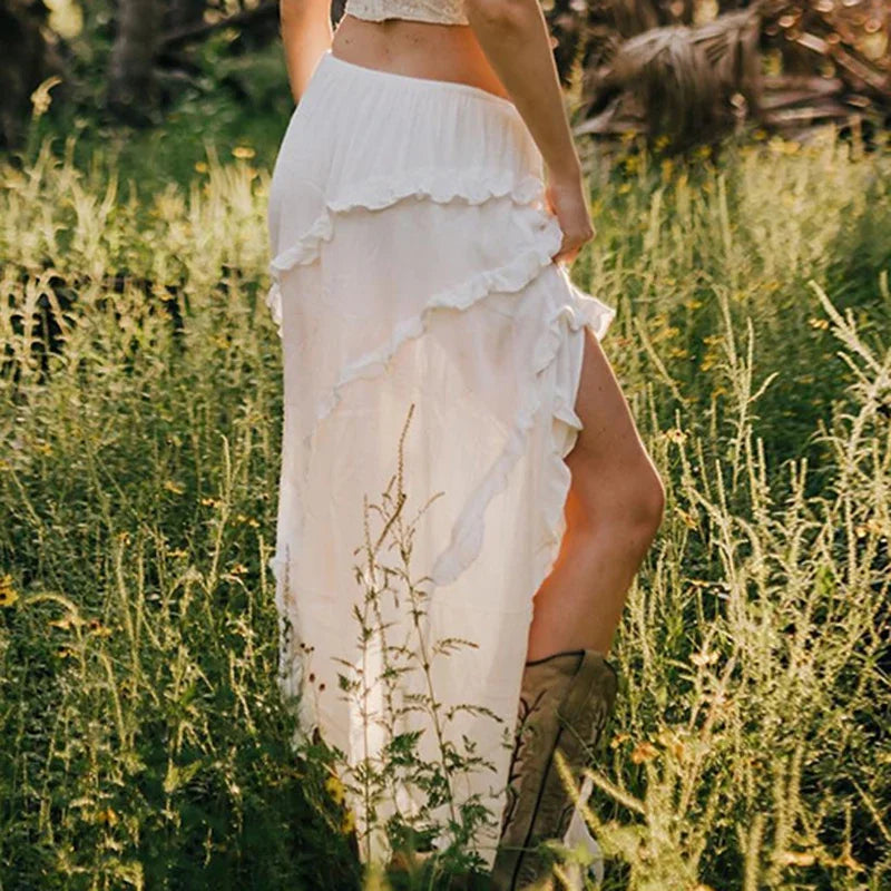 Summer Stroll White Trim Skirt